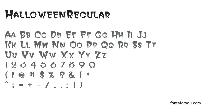 Schriftart HalloweenRegular – Alphabet, Zahlen, spezielle Symbole