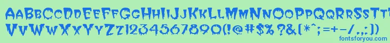 HalloweenRegular Font – Blue Fonts on Green Background