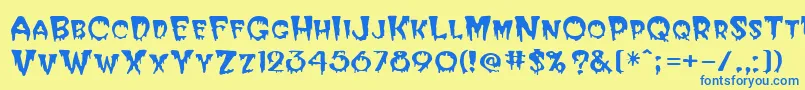 HalloweenRegular Font – Blue Fonts on Yellow Background