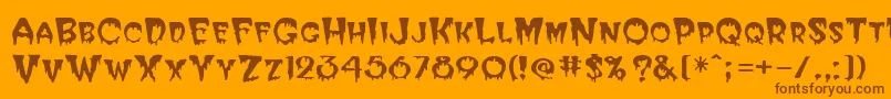 Saiba mais sobre a fonte HalloweenRegular Fonte HalloweenRegular – fontes marrons em um fundo laranja