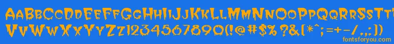 フォントHalloweenRegular – オレンジ色の文字が青い背景にあります。