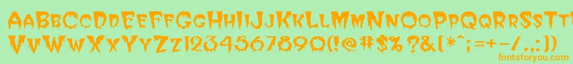 HalloweenRegular Font – Orange Fonts on Green Background