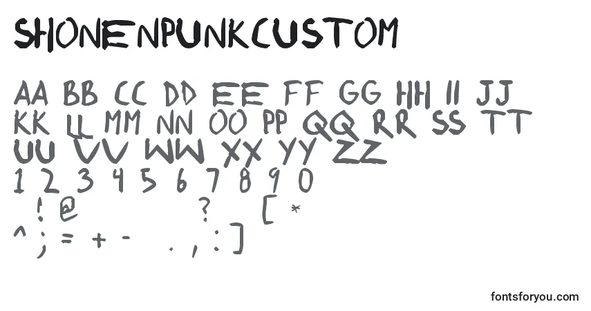 ShonenpunkCustom-fontti – aakkoset, numerot, erikoismerkit