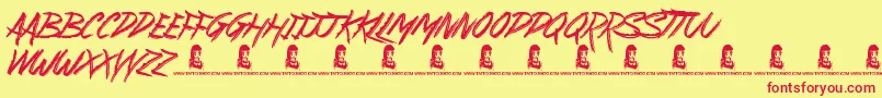 SuburbanLegends Font – Red Fonts on Yellow Background