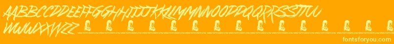 SuburbanLegends Font – Yellow Fonts on Orange Background