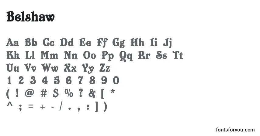 A fonte Belshaw – alfabeto, números, caracteres especiais