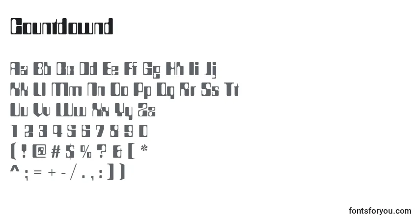 Шрифт Countdownd – алфавит, цифры, специальные символы