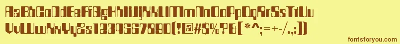 フォントCountdownd – 茶色の文字が黄色の背景にあります。