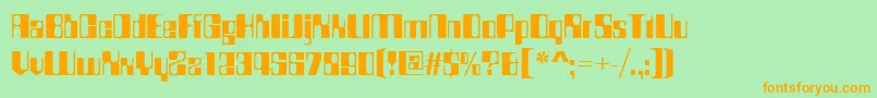 フォントCountdownd – オレンジの文字が緑の背景にあります。