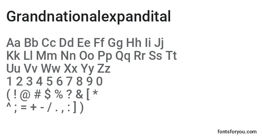 Grandnationalexpanditalフォント–アルファベット、数字、特殊文字