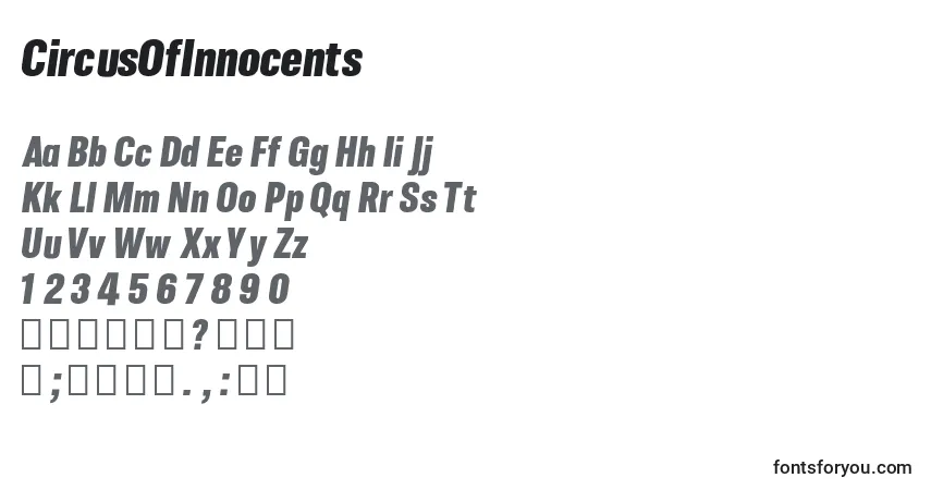 Czcionka CircusOfInnocents – alfabet, cyfry, specjalne znaki