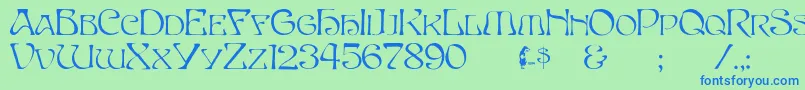 Capsbeta Font – Blue Fonts on Green Background