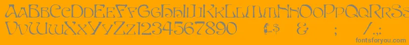 Capsbeta-Schriftart – Graue Schriften auf orangefarbenem Hintergrund