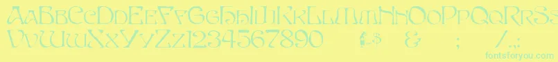 Capsbeta Font – Green Fonts on Yellow Background