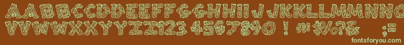 Splinters-fontti – vihreät fontit ruskealla taustalla