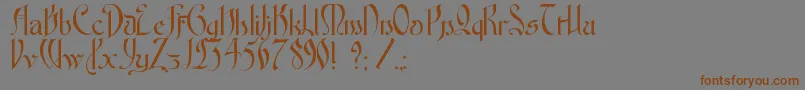 フォントFontenayFancyKk – 茶色の文字が灰色の背景にあります。