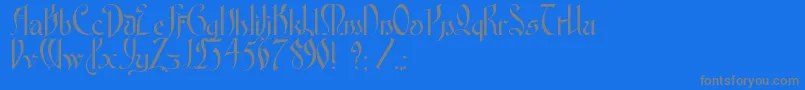 FontenayFancyKk-Schriftart – Graue Schriften auf blauem Hintergrund