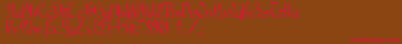 FontenayFancyKk-Schriftart – Rote Schriften auf braunem Hintergrund