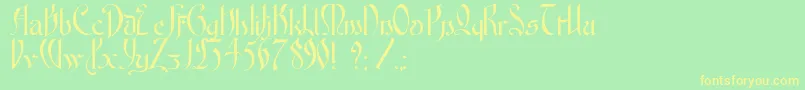 フォントFontenayFancyKk – 黄色の文字が緑の背景にあります