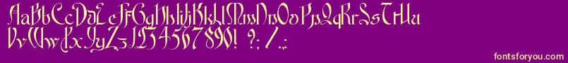 Fonte FontenayFancyKk – fontes amarelas em um fundo roxo