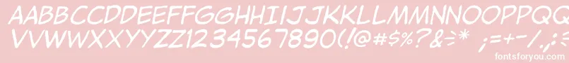 Fonte JibbajabbaItalic – fontes brancas em um fundo rosa