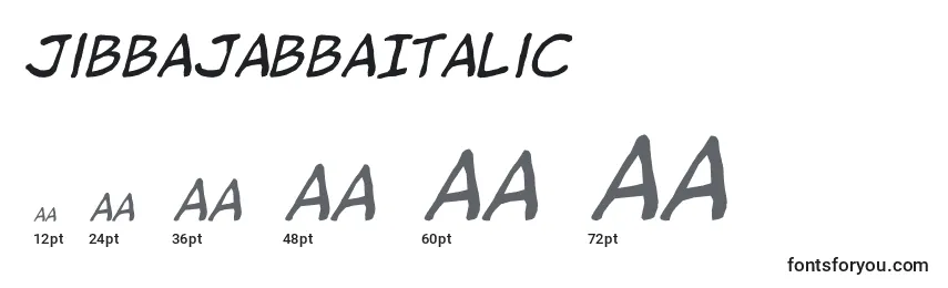 Размеры шрифта JibbajabbaItalic