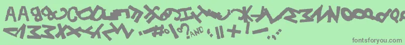 フォントYesRotated – 緑の背景に灰色の文字