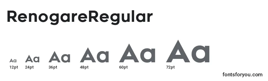 Размеры шрифта RenogareRegular
