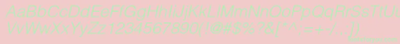 HelveticaltstdLightobl Font – Green Fonts on Pink Background