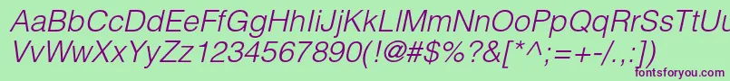 HelveticaltstdLightobl Font – Purple Fonts on Green Background