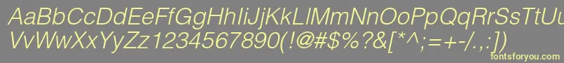HelveticaltstdLightobl-fontti – keltaiset fontit harmaalla taustalla
