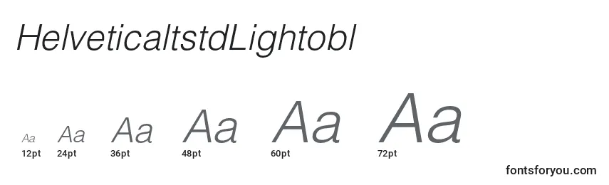 Размеры шрифта HelveticaltstdLightobl