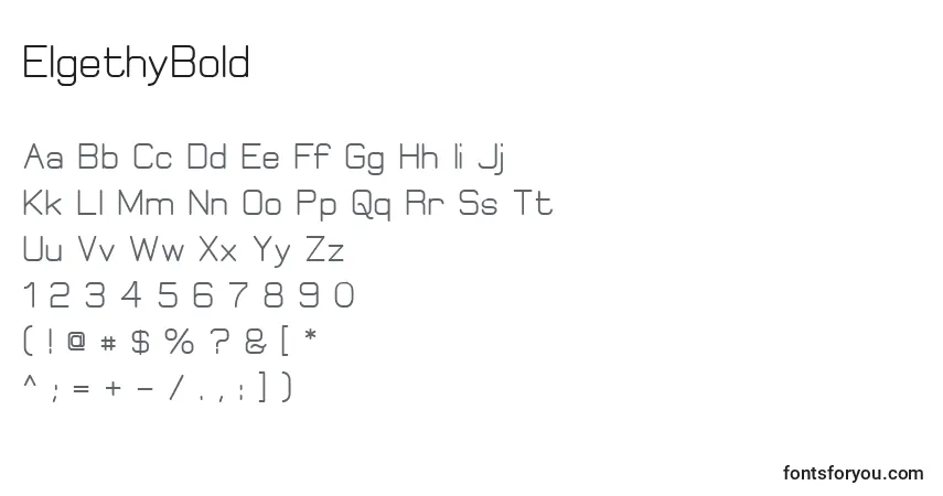 Шрифт ElgethyBold – алфавит, цифры, специальные символы