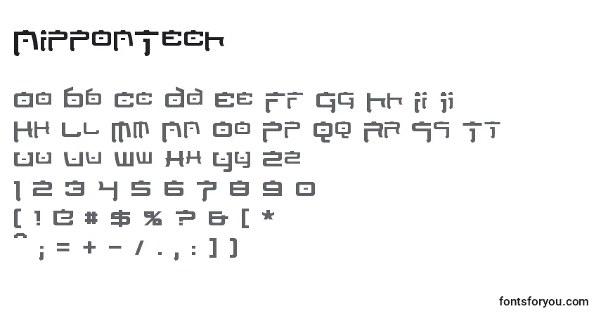 NipponTech (92976)フォント–アルファベット、数字、特殊文字