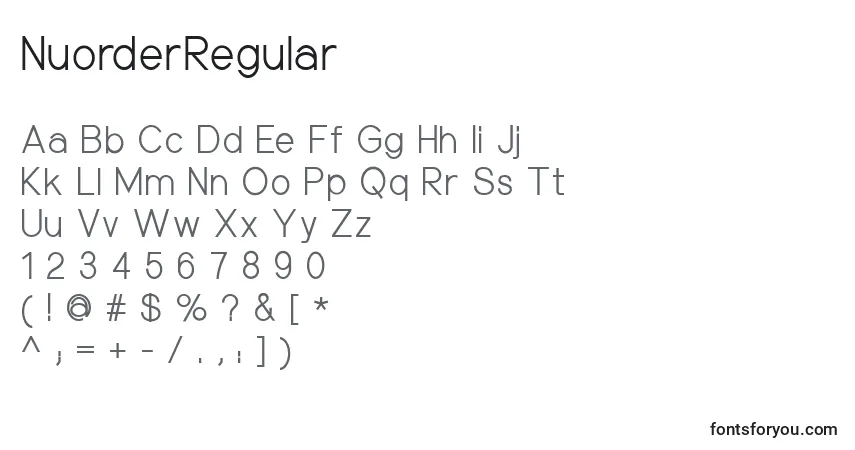 Fuente NuorderRegular - alfabeto, números, caracteres especiales
