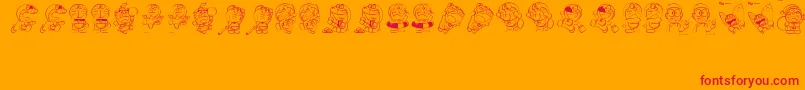 DoraemonSlalala Font – Red Fonts on Orange Background