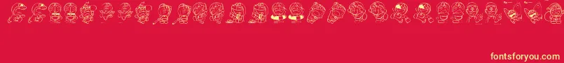 DoraemonSlalala Font – Yellow Fonts on Red Background