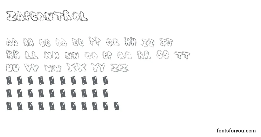 Czcionka Zapcontrol – alfabet, cyfry, specjalne znaki