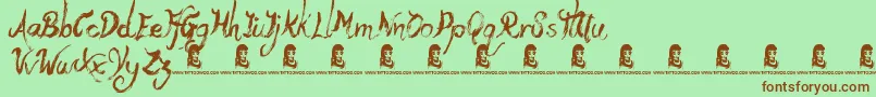 YetiFety-fontti – ruskeat fontit vihreällä taustalla