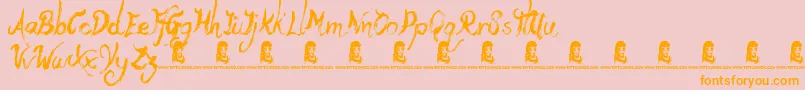 YetiFety-Schriftart – Orangefarbene Schriften auf rosa Hintergrund