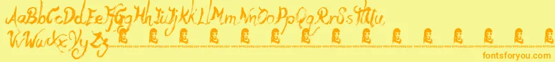 YetiFety-Schriftart – Orangefarbene Schriften auf gelbem Hintergrund
