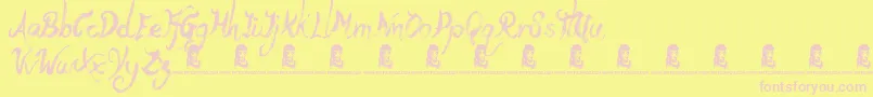 YetiFety-fontti – vaaleanpunaiset fontit keltaisella taustalla
