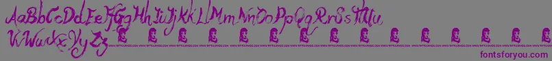 フォントYetiFety – 紫色のフォント、灰色の背景