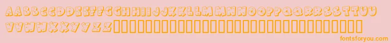 KrHaHa-Schriftart – Orangefarbene Schriften auf rosa Hintergrund