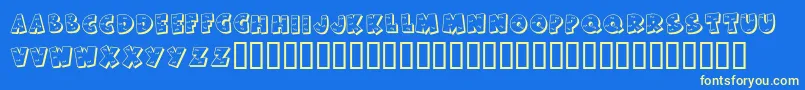フォントKrHaHa – 黄色の文字、青い背景