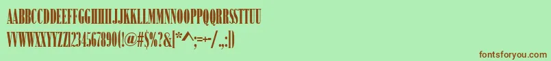 フォントBodoniNo2NarrowUltraRegular – 緑の背景に茶色のフォント