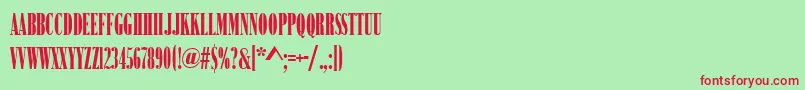 フォントBodoniNo2NarrowUltraRegular – 赤い文字の緑の背景
