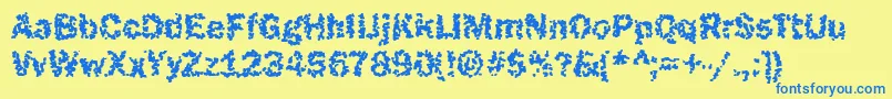 フォントFunky25Bold – 青い文字が黄色の背景にあります。