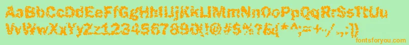 Funky25Bold Font – Orange Fonts on Green Background