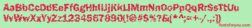 フォントFunky25Bold – 赤い文字の緑の背景